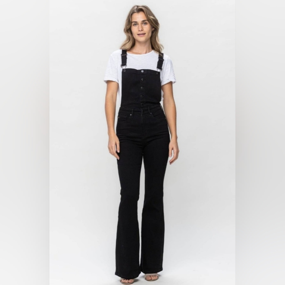 NWT Judy Blue Black‎ Tummy Control Retro Flare Overalls Jumpsuit Jumper Size 2XL